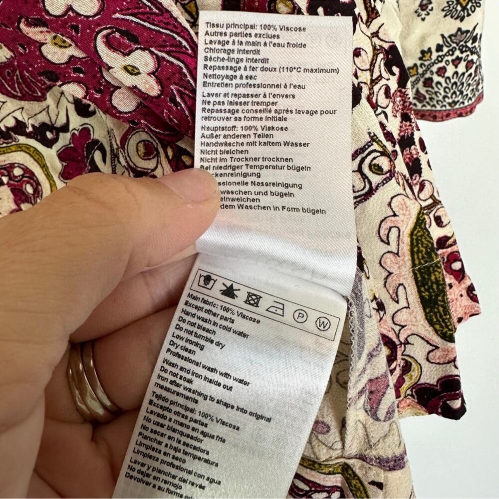BA&SH Zarry Print Top size large paisley print berry & ecru - Picture 7 of 12